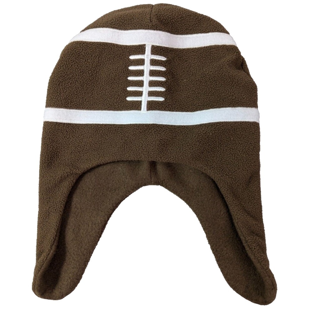 Toddler Football Brown‎ Fleece Beanie Hat Winter Snow Gear One Size Outdoor
